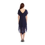 Adrianna Papell Women’s Flutter Sleeve Chiffon Dress with High Low Hemline, Navy, X-Large