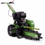 MCP-Distributions 15HP 24 inch Length Manual Start Gas Powered Green Walk Behind Trencher, 27 Carbide Steel Teeth