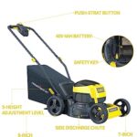 17″ Cordless Electric Lawn Mower, 3 in 1 Cordless Mower with 40V 4Ah Lithium Battery & 5 Gears & 1.4-Bushel Grass Bag & 8-inch Rear Wheel for Landscaping and Gardening, Yellow