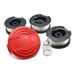 WETOOLPLUS 0.065 in. x 30 ft. Replacement Single Line Automatic Feed Spool AFS for Black Decker Electric String Grass Trimmer/Lawn Edger/Mower,Compatible with AF-100, 3 Spools & 1 Cover Cap,WTA0013