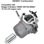 594601 Carburetor Carb for Briggs & Stratton 594601 796587 591736 19.5 HP Engine Craftsman Riding Lawn Mower Tractor 19HP Intek Single Cylinder Nikki Carb