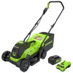 Greenworks 24V 13-Inch Brushless Push Lawn Mower, Cordless Electric Lawn Mower with 4.0Ah USB (Power Bank) Battery and Charger Included & 24V 4.0Ah Lithium-Ion Battery (Genuine Greenworks Battery)