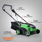 ApolloSmart 2 in 1 Walk Behind Scarifier, Lawn Dethatcher Raker Corded Electric 120V 12-Amp 15-Inch Rake Path with Collection Bag for Yard, Lawn, Garden Care, Landscaping