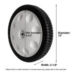12 Inch Rear Wheel Replacement for MTD 734-04019 734-04127, S-Wave Wheel Tire Compatible with Most Troy Bilt Walk-Behind Push Lawn Mower, 1 Pack