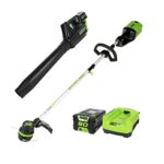 Greenworks PRO 80V Cordless Brushless String Trimmer + Blower Combo, 2Ah Battery Included STBA80L210