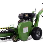 XR2100 14HP 24″ Depth Electric Start Gas Powered Walk Behind Green Trencher with Electric Start, 27 Carbide Steel Teeth