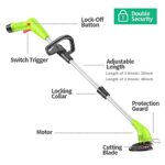Cordless Lawn Trimmer Weed Wacker – GardenJoy 12V Grass Trimmer Lawn Edger with 2.0Ah Li-Ion Battery Powered and Cutting Blade, Electric Weed Trimmer Tool for Garden and Yard