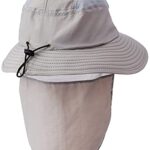 Fishing Hat Bucket Hat with Neck Flap and UPF 50+ Sun Protection for Men and Women-Light-Grey