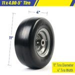 LotFancy 11×4.00-5” Lawn Mower Tire on Wheel, Flat Free, 3/4″ or 5/8″ Bushings, 3.4″-4″-4.5″-5″ Centered Hub, Smooth Tread Tire for Zero Turn Mowers