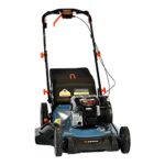 SENIX Self-Propelled Gas Lawn Mower, 22-Inch, 163 cc Briggs & Stratton Engine, 3-in-1, RWD Variable Speed, Single-Lever Height Adjustment, 11-Inch Rear Wheels, Vertical Storage, LSSG-H2, Blue