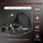 JosMega Zero Turn Lawn Mower Cover | 800D Heavy Duty Oxford | Double Needle Stitching | PU Waterproof | Back Seam Tape | Outdoor Windproof | Adjustable Webbing Buckle | Bottom Elastic Band | (Zero)