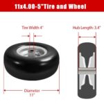 LTNICER 11×4.00-5″ Flat Free Zero Turn Lawn Mower Tire on Wheel with Bushing 3/4″ or 5/8″,Centered Hub 3.4″ -4″ -4.5″ -5″ for Most Zero-Turn Lawn Mowers and Garden Tractors(2 PACK)