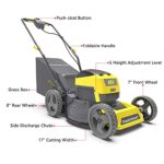 HAINEW Lawn Mower Cordless Self-propelled Electric Lawn Mower 17 Inch 144CC 4-Stroke Engine 3-in-1 with Bag 5 Adjustable Heights,40V 4.0Ah Lithium-ion Battery and Charger (1.18″-3″,Yellow)