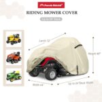 Porch Shield Heavy Duty 600D Polyester Lawn Tractor Cover, Water-resistant Universal Riding Lawn Mower Cover (Up to 54 inches Decks, Light Tan)