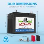 UPLUS U1 Riding Lawn Mower Battery, 12V 320CCA Garden Tractors Battery Maintenance Free AGM Batteries, Fit for John Deere, Cub Cadet, Husqvarna, Craftsman, Toro, Ariens, Poulan Pro and Troy-Bilt