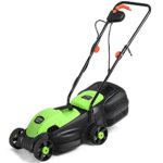 HAPPYGRILL 14-Inch 12 Amp Electric Lawn Mower, Handle Push Corded Lawn Mower with Grass Bag