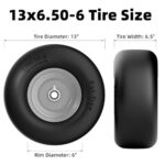 RONPOW 13×6.50-6 Lawn Mower Tires Flat Free, Zero Turn Mower Front Tires for Residential and Commercial, 13×6.5-6 Flat Free Tire and Wheel, 3/4″ & 5/8″ Bearing, 3.25″-7.65″ Center Hub, 2Pack Gray