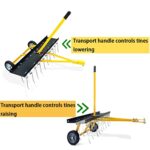 COATTOA 48-Inch Lawn Sweeper Tow Behind Dethatcher, Landscape Rake, Lawn Tractor Rake, Tine Tow Dethatcher Pull Behind Mower, Riding Lawn Mower Attachments for Outdoor Yard Tools Lawn Care