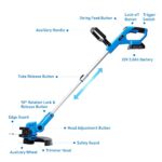WISETOOL Weed Wacker Battery Powered, Cordless String Trimmer & Edger, 12 Inch Weed Eater with 3 Spools, Edger Lawn Tool with 90 Degree Adjustable Head, 20V 2.0Ah Battery and Fast Charger Included