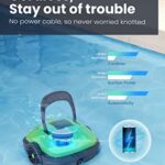WYBOT Cordless Robotic Pool Cleaner, Automatic Pool Vacuum, Powerful Suction, IPX8 Waterproof, Dual-Motor, 180?m Fine Filter for Above/In Ground Flat Pool Up to 525 Sq.Ft -Osprey200 (Green)