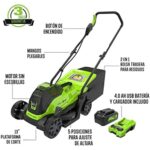 24V 13-Inch Brushless Push Lawn Mower, Cordless Electric Lawn Mower with 4.0Ah USB (Power Bank) Battery and Charger Included
