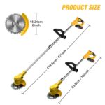 21V Electric Weed Wacker Cordless Grass Trimmer with 2x2000mAh Batteries & Fast Charger, 3 in 1 Stringless Lightweight Brush Cutter/Edger/Mower with 3 Types Blade & Wheels for Garden and Yard Lawn
