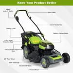 Goplus Cordless Lawn Mower, 18 Inch Electric Push Mower w/ 6 Adjustable Cutting Height, Brushless Motor, Two 4.0Ah Lithium Battery Packs & Chargers Included