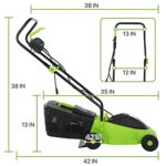 Electric Lawn Mower Corded Push Mower with 12 Amp, 13 Inch Lawnmower with 3 Adjustable Cutting Heights and Collection Box Included for Yard, Lawn and Garden Care