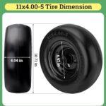 Vypart 2 PCS 11×4.00-5 Lawn Mower Tires Flat Free Smooth Tire Wheel fit for zero-turn lawn mower with 0.75in & 0.65in Grease Bushings