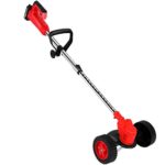 24V Cordless Grass Trimmer with Steel Blades Mini Mower Weed Cordless String Grass Trimmer Weed Eater Electric Trimmer with Wheel