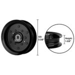 Idler Pulley for Craftsman Mower – Flat Idler Pulley Bearing Fit for Craftsman Husq Ariens Sears Poulan Riding Lawn Mower Tractor with 42″ 46″ 48″ 54” Deck, Replace 197379, 196106, 532196106