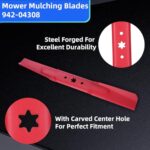 2 Packs Lawn Mower Mulching Blades Set Compatible with 42″ Cutting Deck MTD, Cub Cadet,Troy-Bilt Replaces 942-04308 942-04312 742-04308 742-04312 119-8456 742-0656 942-0656