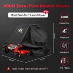 Zettum Zero Turn Mower Cover – Zero-Turn Lawn Mower Covers Waterproof & Heavy Duty, 600D Outdoor Universal Fit Mower Cover with Storage Bag for Greenworks, EGO, Craftsman, Husqvarna, Honda and More