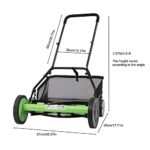 20″ Lawn Mower Manual Walk-Behind Lawn Mowers Push Reel Mower Cylinder Lawnmower 5-Blade Adjustable Height for Villas Parks Gardens