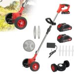 Cordless Electric Lawn Mower 24V 6000mAh Battery Powered Trimmer Rechargeable Telescopic Rod D-Shaped Handle Lawn Mower Red US Plug