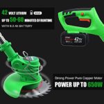Cordless String Trimmer Battery Powered, 42V Lightweight Weed Wacker with 2 Li-Ion Battery, 1 Charger and 11 Cutting Blades, 47 Inch Powerful Weed Eater for Lawn, Yard?Garden, Bush Trimming & Pruning