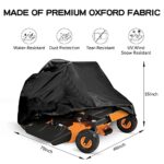 Zero-Turn Mower Cover, Heavy Duty 420D Polyester Oxford Water-Resistant Universal Fit Lawn Mower Cover with Drawstring, Buckle & Cover Storage Bag, Outdoor UV Rain Wind Protection