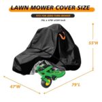 Zero-Turn Lawn Mower Covers,Waterproof Outdoor Riding Mower Cover,Fits up to 60″ Decks Rider Lawnmower Storage Cover Accessories,Heavy Duty Anti-UV 600D Polyester Tractor Cover, Buckle Strap