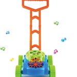 JUMELLA Lawn Mower Bubble Machine for Kids – Automatic Bubble Mower with Music, Baby Activity Walker for Outdoor, Push Toys for Toddler, Christmas Birthday Gifts for Preschool Boys Girls 2-6 Years Old