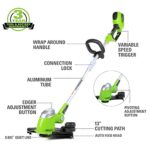 Greenworks 40V 13″ Cordless String Trimmer / Edger, 2.0Ah Battery and Charger Included