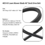 405143 Lawn Mower 2 Blade 46″ Deck Drive Belt Fits Husqvarna Craftsman 532405143 7133156 (1/2×106″)