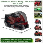 Riding Lawn Mower Cover, Heavy Duty 420D Oxford Outdoor Tractor Cover Waterproof UV Protection Lawn Mower Cover Fit Decks up to 54″ with Drawstring and Storage Bag(72″L X 54″W X 46″H)