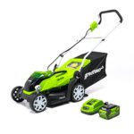 GreenWorks MO40B410 Lawn Mower, 14″ Battery Included