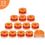 SUERW Line String Trimmer Replacement Spool, [13-Pack] 10ft 0.065″ Replacement Autofeed Spool for Worx String Trimmer [12 Replacement Line Spool, 1 Trimmer Cap]