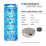 Renata 384 SR41SW Batteries – 1.55V Silver Oxide 384 Watch Battery (2 Count)