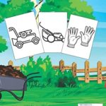 lawn tools and lawn mower coloring book for kids: Landscaping Vehicles, Mowing Equipment, Mower Gear And More