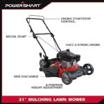 PowerSmart Gas Lawn Mower, 21-Inch 144cc 2-in-1 Push Lawn Mower Gas Powered, 6-Position Height Adjustment, Red
