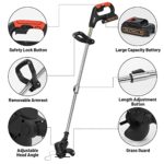 Electric Cordless Weed Wacker,24V 2Ah Battery Powered Weed Eater with 2 Batteries and 3 Types Blades,Lightweight and Powerful String Trimmer for Yard and Garden(Black)