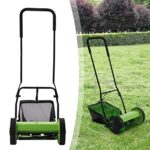 Manual Lawn Mower with Grass Catcher, 12 inch Manual Push Reel Mower with 23L Collection Bag, Grass Cutter with 5 Steel Blades, Walk-Behind Lawn Sweeper for Small & Medium Yards