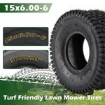 2 Pack 15×6.00-6 Lawn Mower Tire,15x6x6 Tractor Turf Tire,565lbs Capacity,4 ply Tubeless